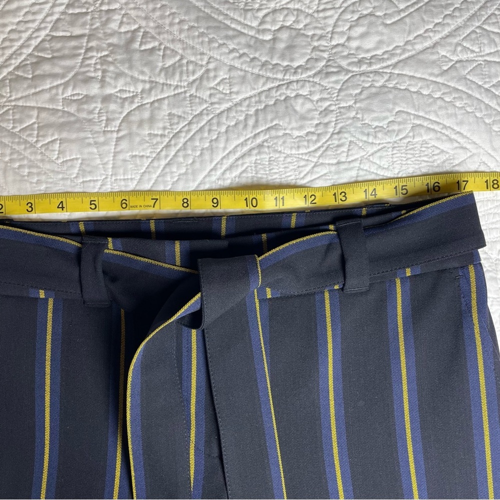 Ann Taylor Loft Petite Striped Cuffed Belted Trousers New With Tag 8P Black Navy - Picture 10 of 14